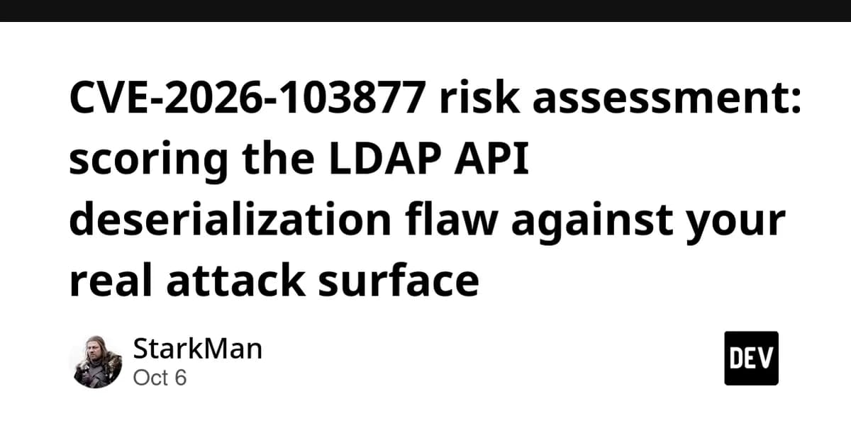 CVE-2026-103877 risk assessment: scoring the LDAP API deserialization flaw against your real attack surface
