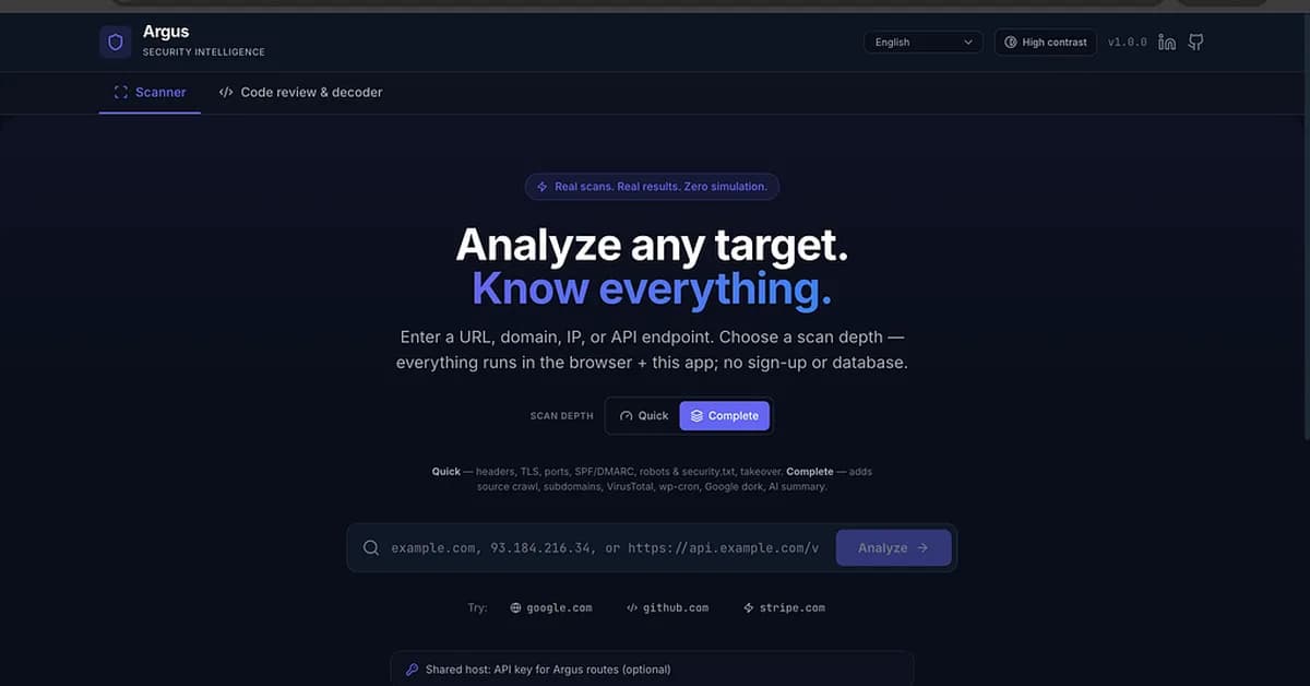 MobSF Exists for Mobile - So I Built One for the Web: Meet Argus