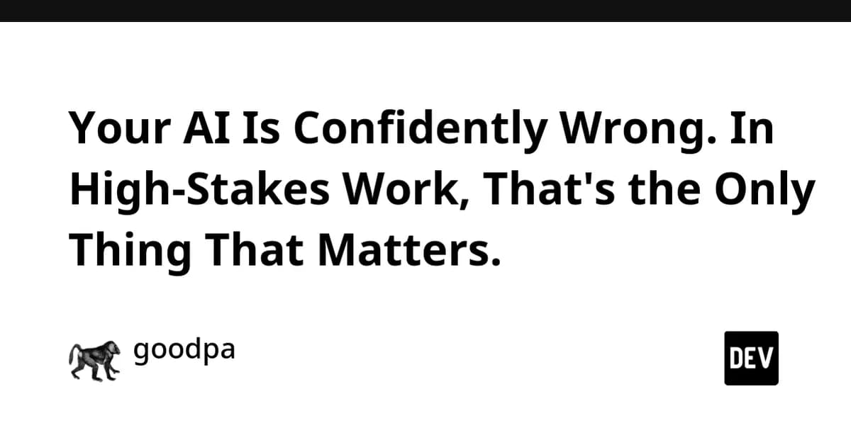 Your AI Is Confidently Wrong. In High-Stakes Work, That's the Only Thing That Matters.