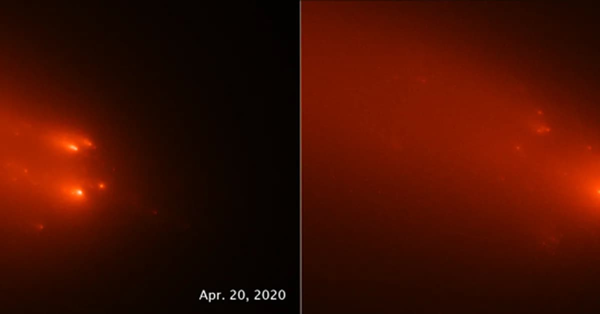 Hubble catches rare view of a comet crumbling