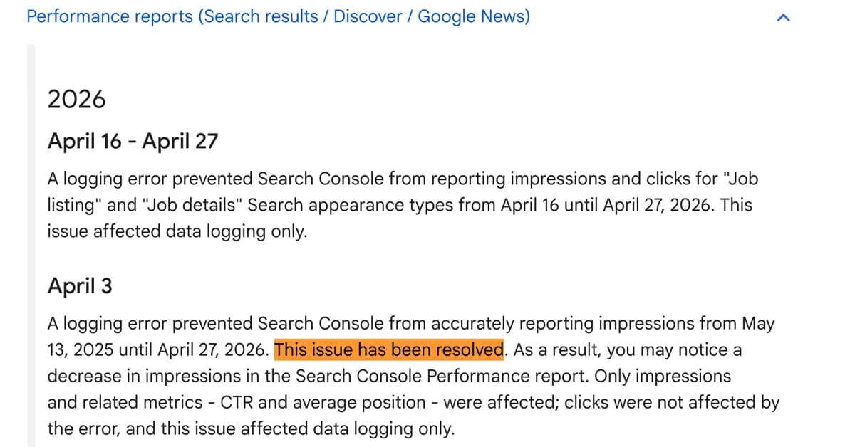 Google fixes Search Console's year-long data logging issue - well, kind of...