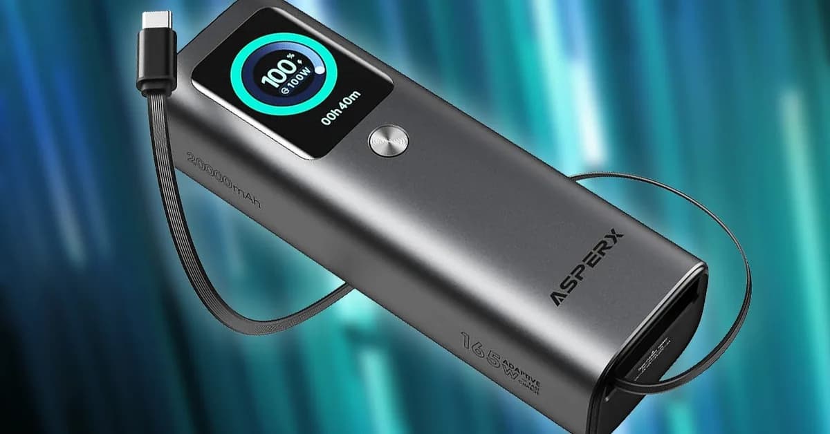 Save 56% Off the TSA-Approved AsperX 20,000mAh 165W Power Bank, Now Just $39.99