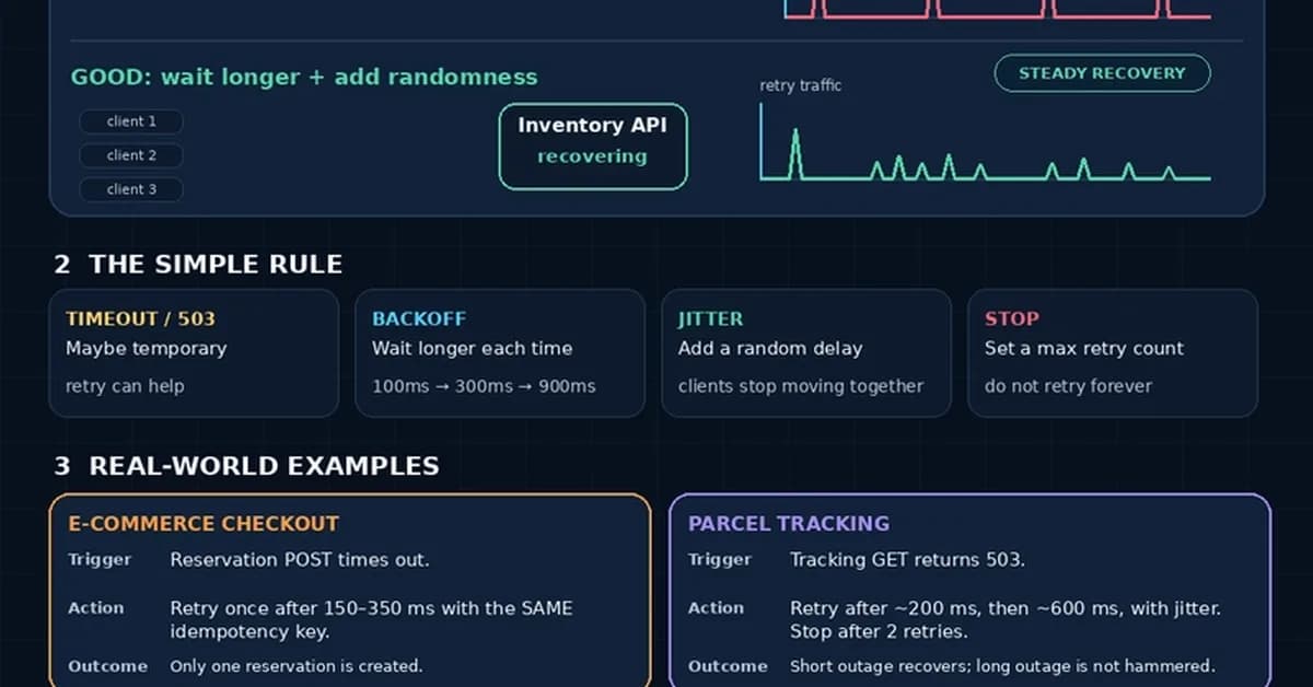 Retries + Backoff + Jitter: How a Small Failure Becomes a Retry Storm.