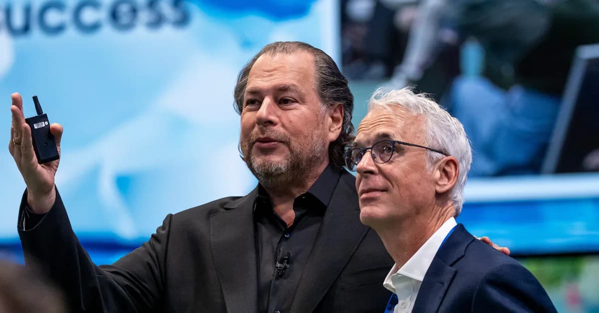 Internal Salesforce org chart shows the 10 executives helping CEO Marc Benioff navigate AI's threat to software