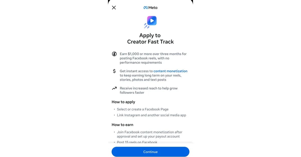 Meta's latest creator push comes with $3,000 bonuses for posting on Facebook