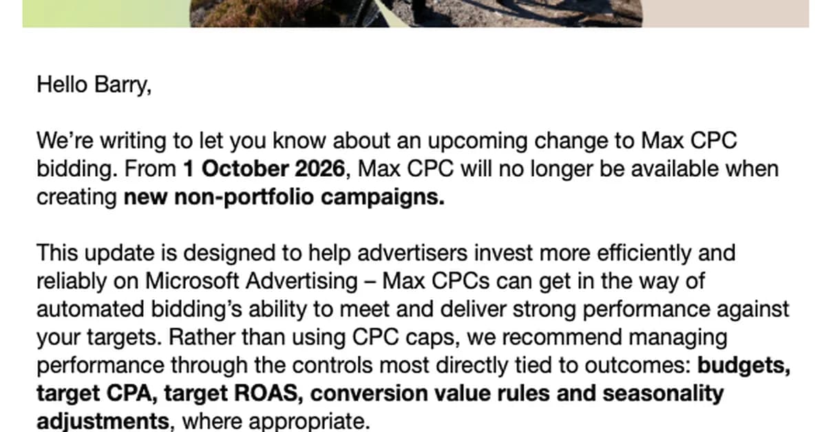 Microsoft Advertising removes Max CPC from new standalone bidding campaigns