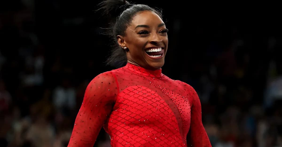 Simone Biles Shows Off Her Gymnastics Skills in a Bikini While Playing Game of 'Stick It' on Custom Trampoline at Her Texas Home