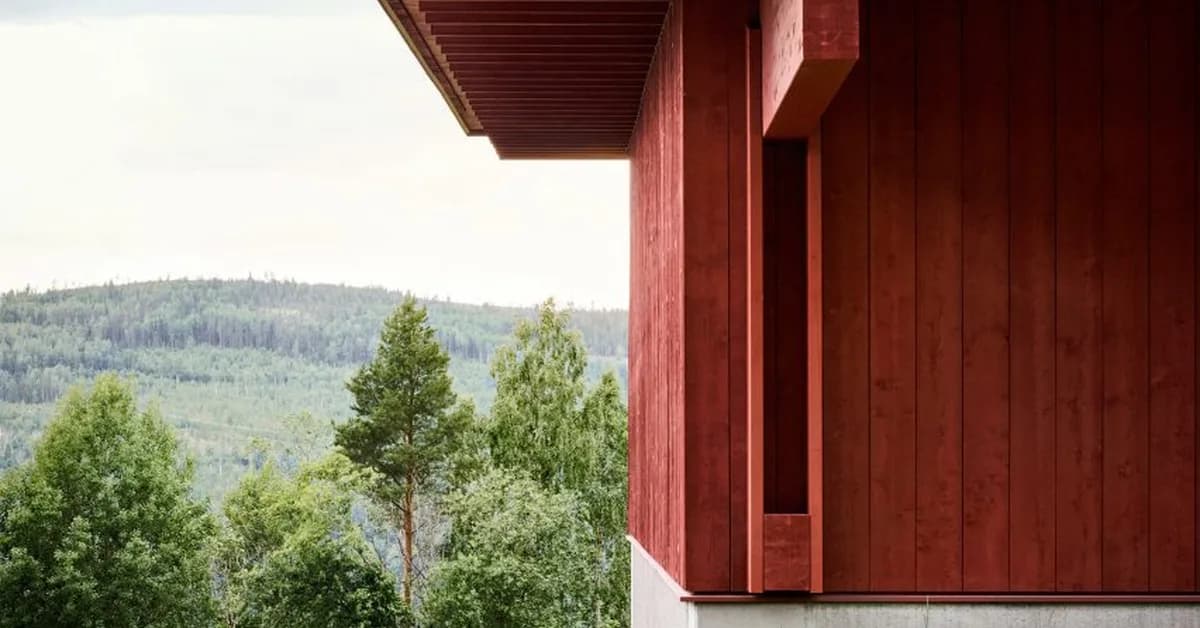 Kod Arkitekter emblazons fire station facade with Falu red finish