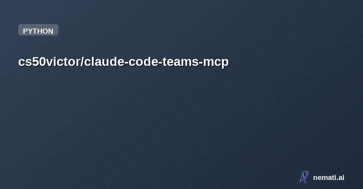 cs50victor/claude-code-teams-mcp — use claude code's agent teams orchestraction with any harness
