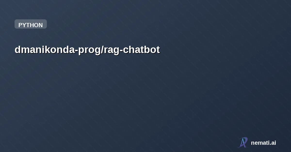 dmanikonda-prog/rag-chatbot — RAG ChatBot POC - Multi-LLM (Gemini, Claude, Sarvam) with ChromaDB, Streamlit UI