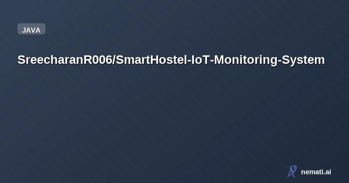 SreecharanR006/SmartHostel-IoT-Monitoring-System — Java-based IoT Smart Hostel Room Monitoring and Alert Simulation System