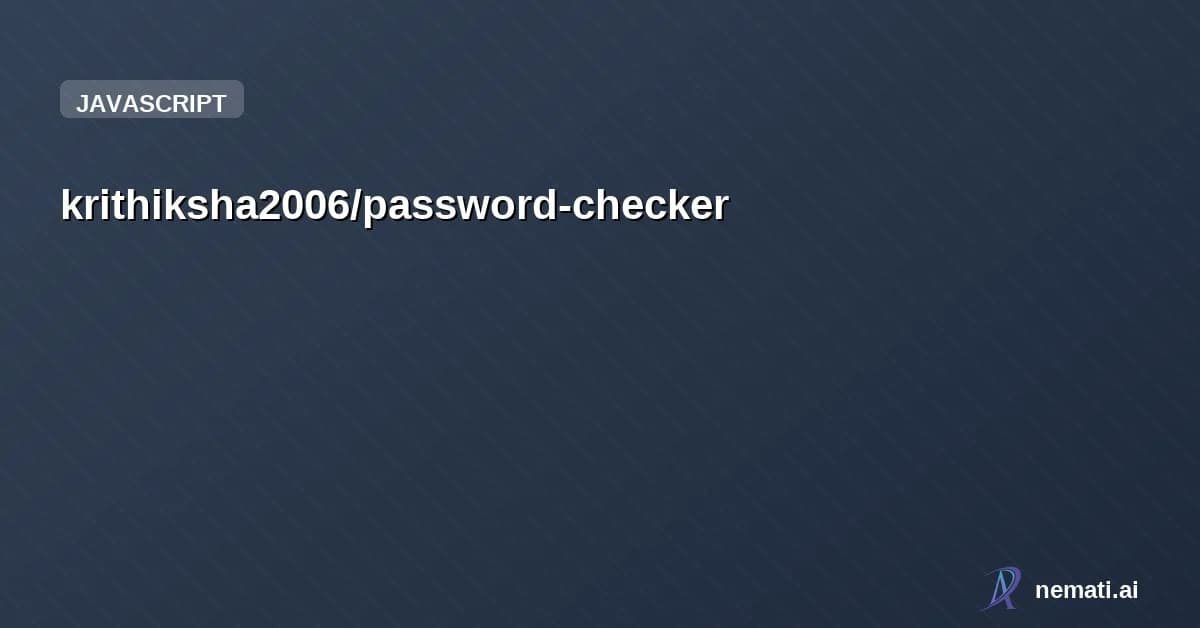 krithiksha2006/password-checker — A Java based password strength checker that validates input using predefined sec