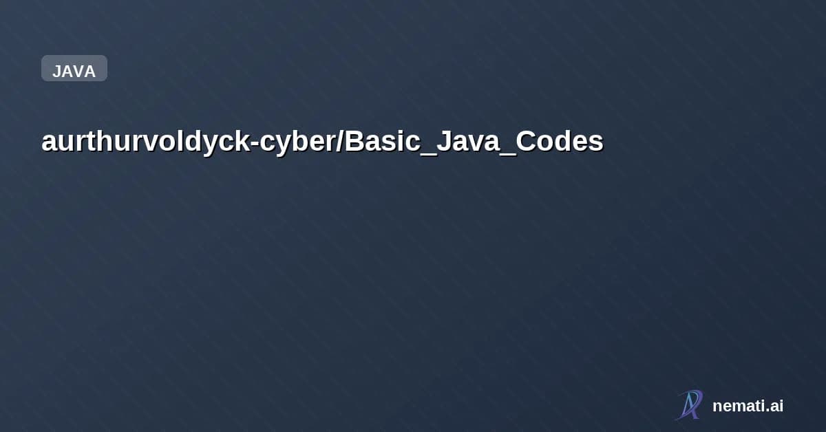 aurthurvoldyck-cyber/Basic_Java_Codes — This repository is a collection of basic and simple Java programs created for le