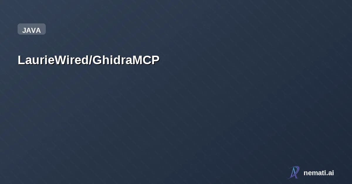 LaurieWired/GhidraMCP — Star
LaurieWired /
GhidraMCP