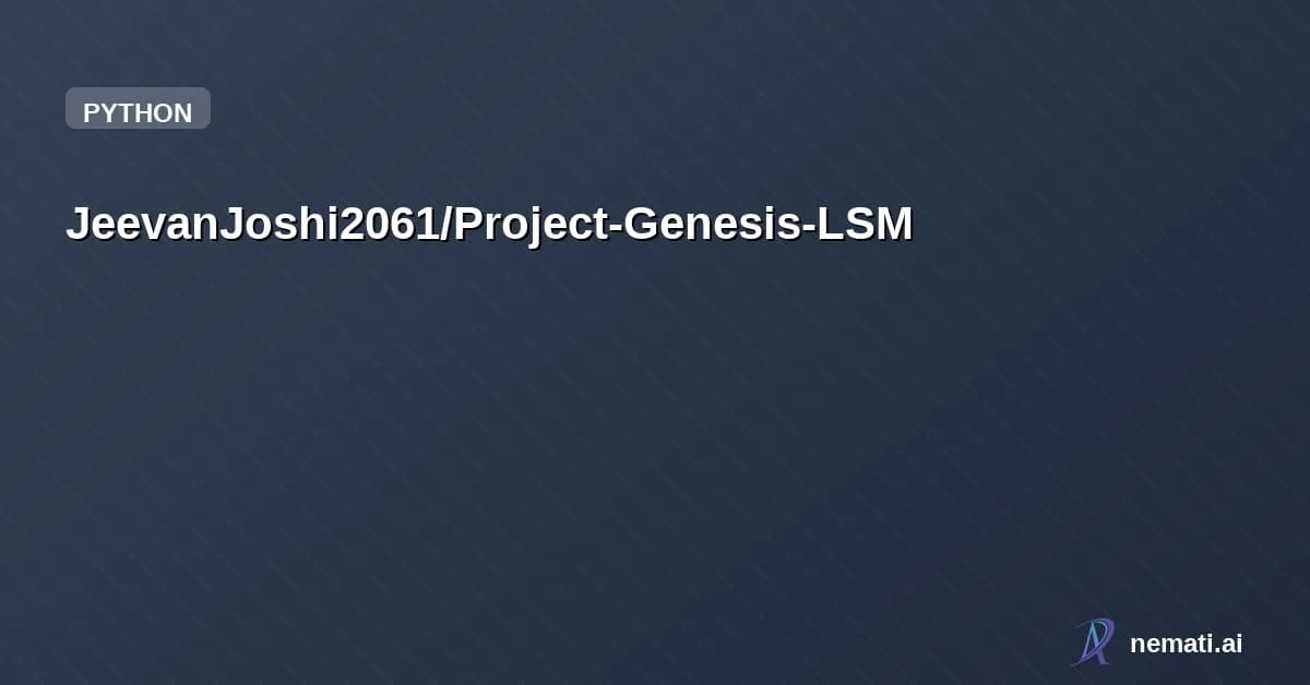 JeevanJoshi2061/Project-Genesis-LSM — A Bio-Mimetic Digital Organism . Unlike static AI, Genesis feels pain, gets bore