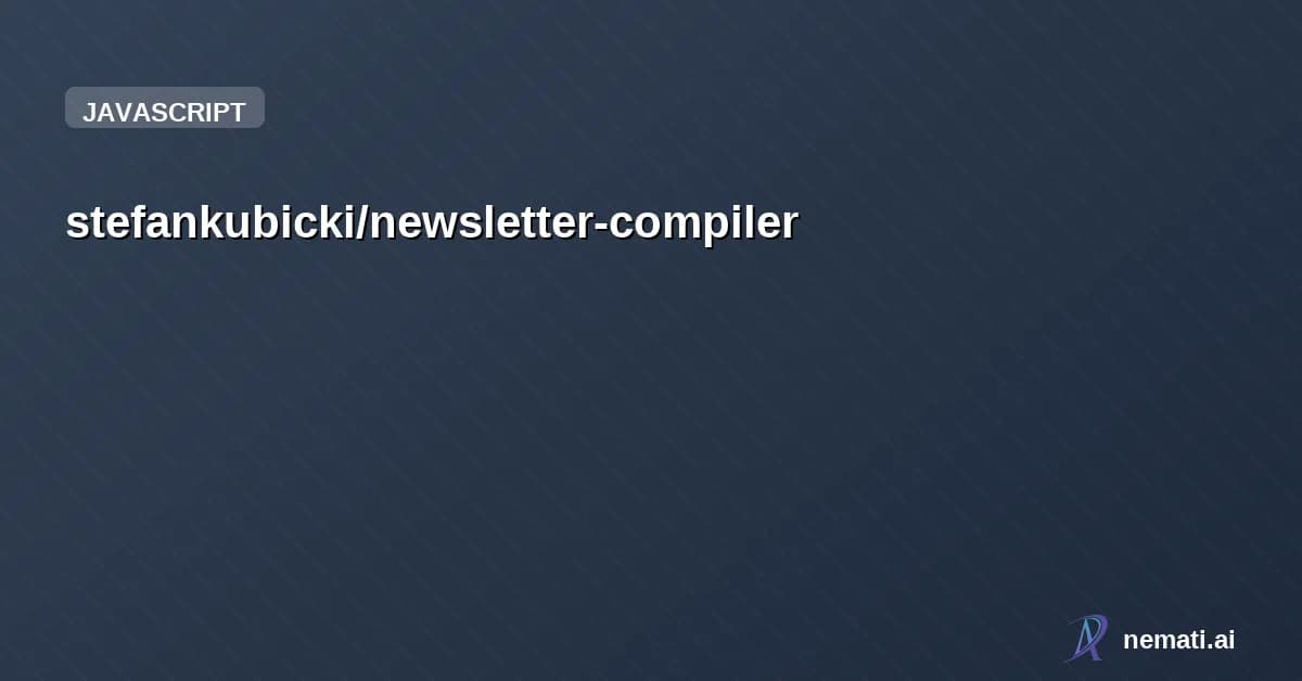 stefankubicki/newsletter-compiler — Compile markdown-formatted newsletters using custom templates to email-friendly 