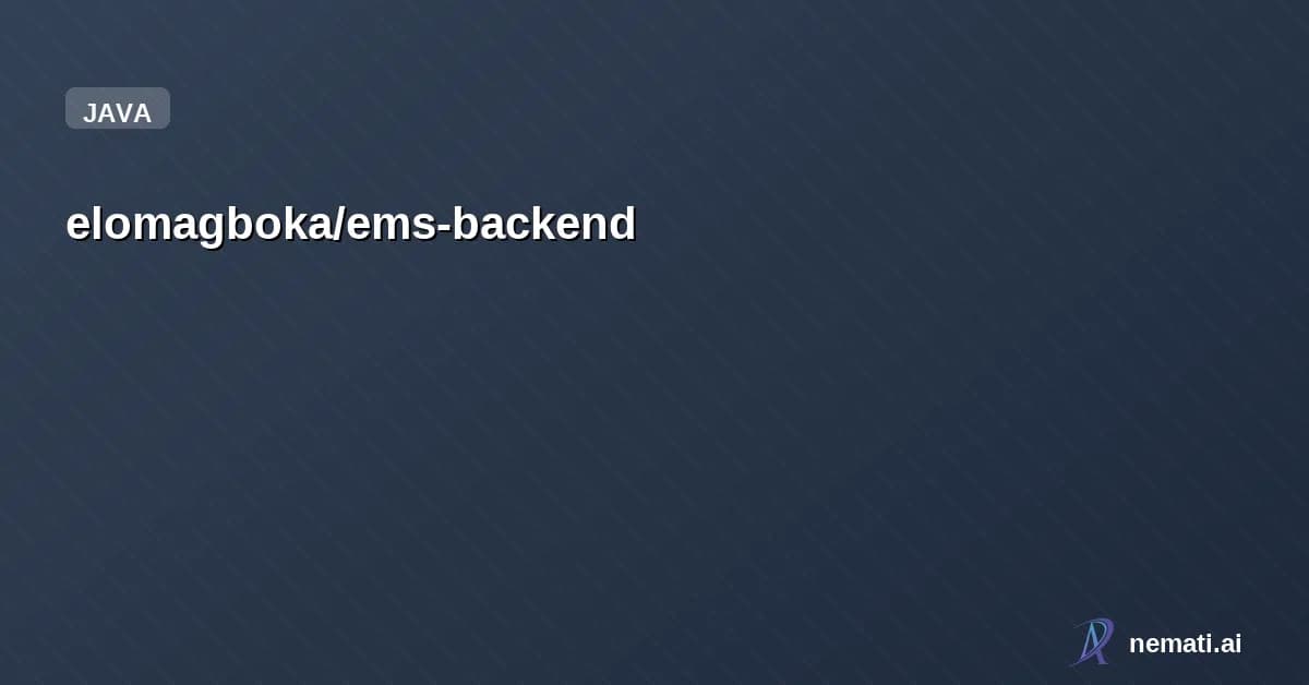 elomagboka/ems-backend — Project Employee Management System (EMS). The backend.