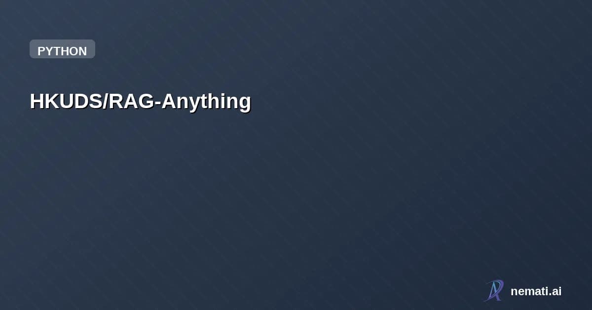 HKUDS/RAG-Anything — Star


  

  
    
    


      
        HKUDS /

      RAG-Anything  

    
   