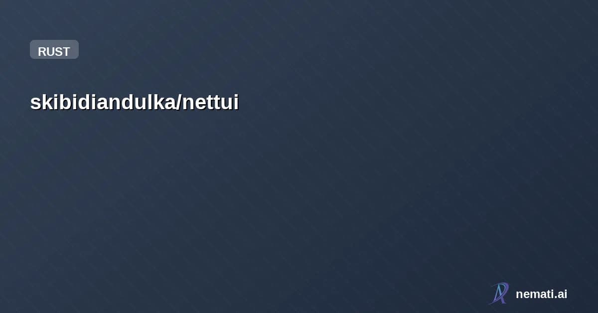 skibidiandulka/nettui — A TUI for managing Ethernet and Wifi inspired by ethtui and impala