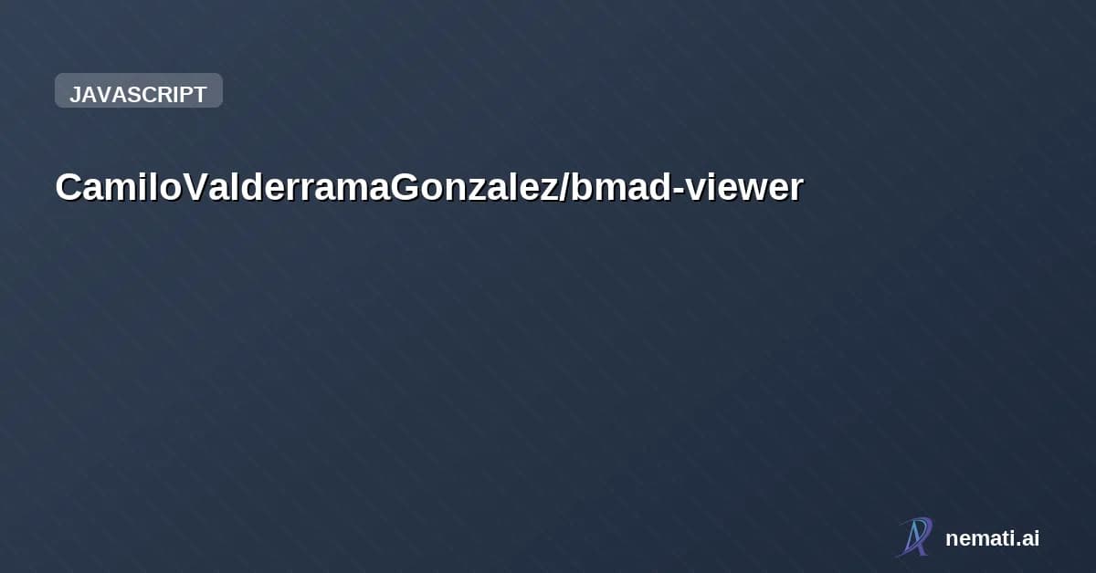 CamiloValderramaGonzalez/bmad-viewer — Visual dashboard for BMAD projects. Wiki browser + sprint status viewer with liv