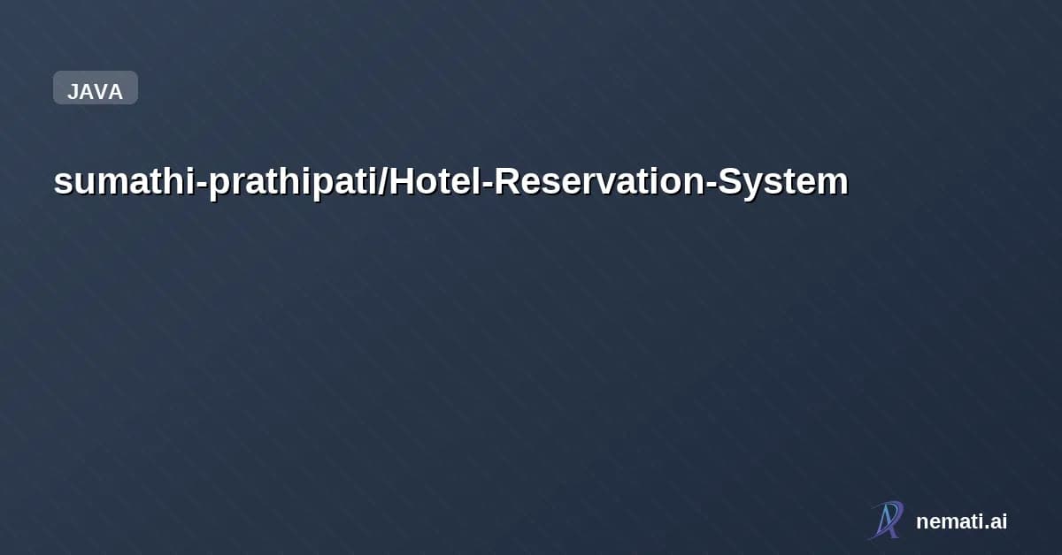 sumathi-prathipati/Hotel-Reservation-System — JDBC