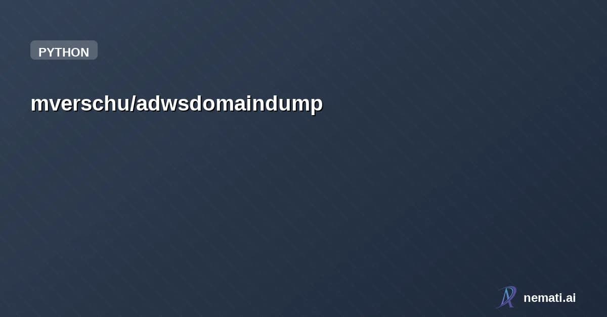 mverschu/adwsdomaindump — Active Directory information dumper via ADWS for evasion purposes