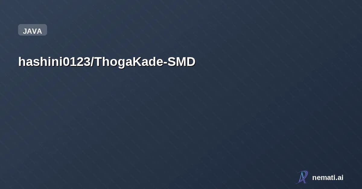 hashini0123/ThogaKade-SMD — A Java-based Inventory Management System for wholesale shops, featuring customer