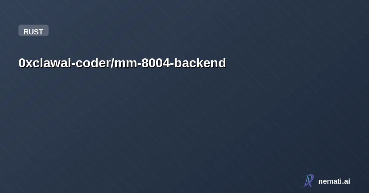 0xclawai-coder/mm-8004-backend — ERC-8004 Trustless Agents Marketplace - backend