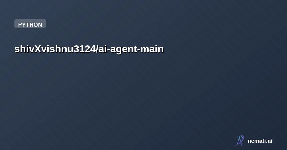 shivXvishnu3124/ai-agent-main — A Very User-Friendly Ai Agent, which gives full Privacy to the Users, Self Authe