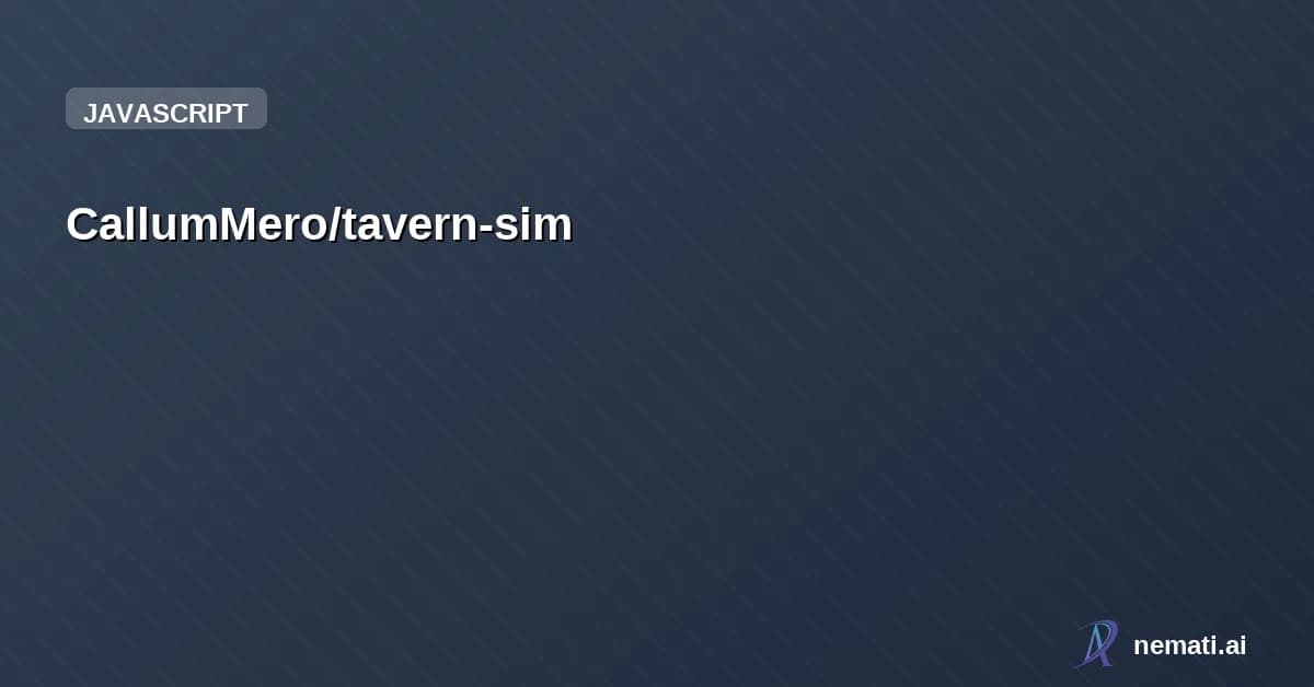 CallumMero/tavern-sim — A fantasy tavern in depth simulation game.