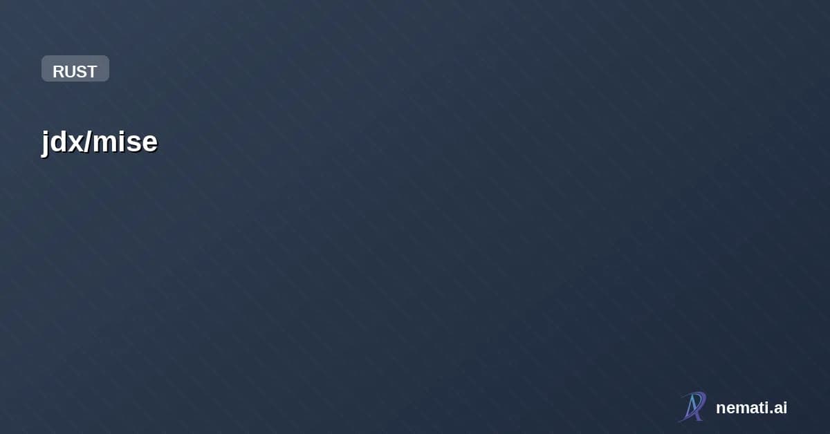 jdx/mise — Sponsor
Star