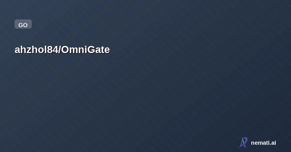 ahzhol84/OmniGate — OmniGate is a high-performance, plugin-driven **IoT** middleware built in Go.