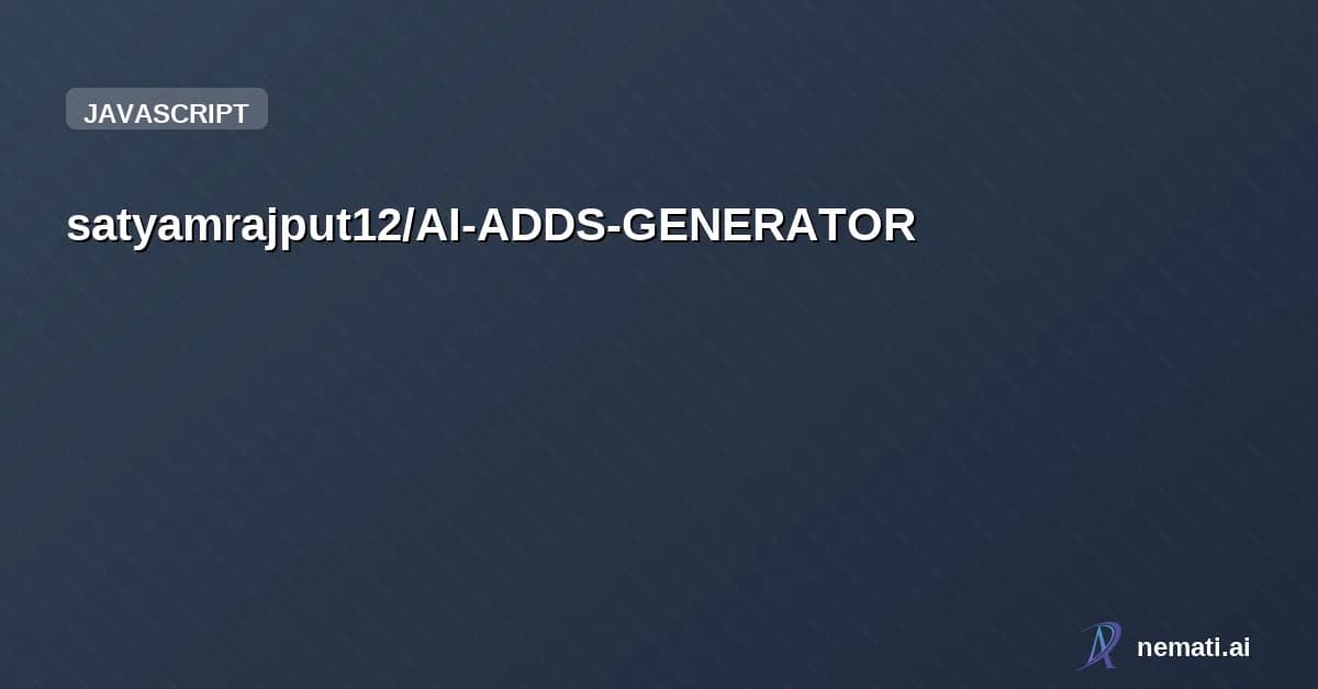 satyamrajput12/AI-ADDS-GENERATOR — AI-powered Ad Generation Platform! This smart web application allows users to ge