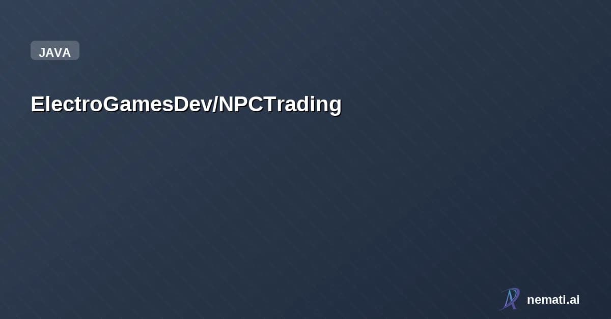 ElectroGamesDev/NPCTrading — A customizable NPC trading plugin that lets you easily create interactive trader