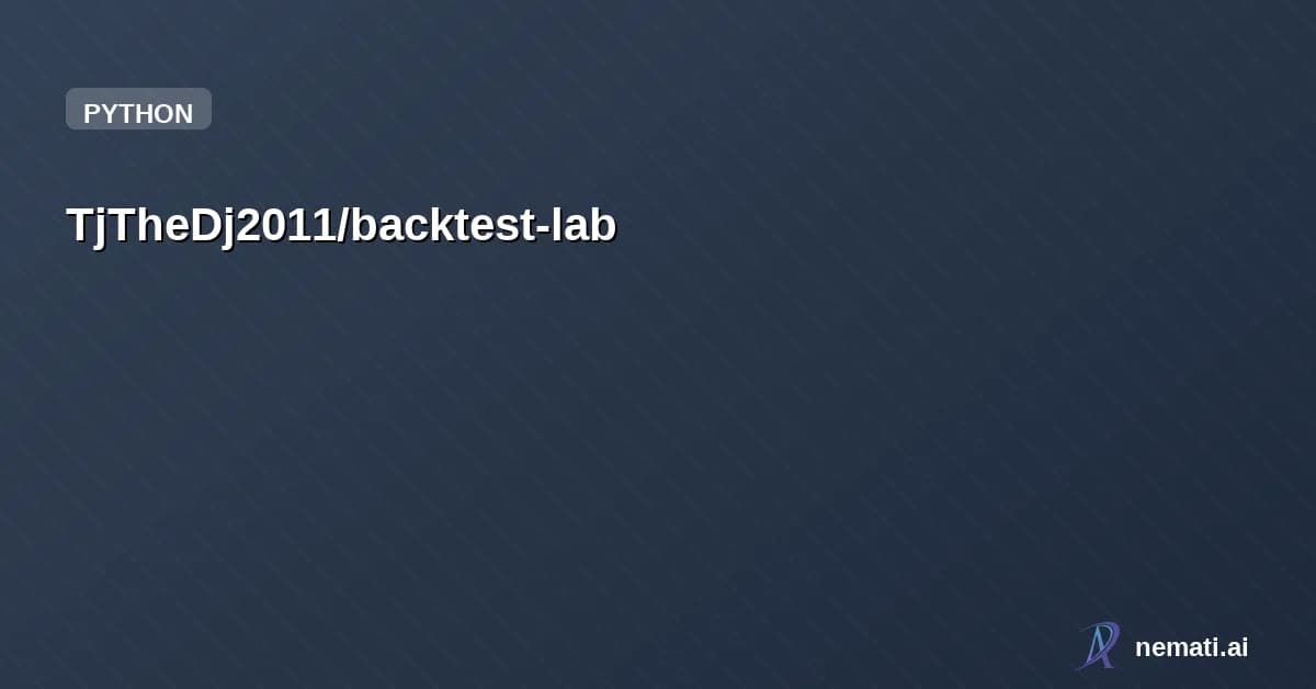 TjTheDj2011/backtest-lab — Multi-asset portfolio backtesting engine for Python. Weights-based strategies, w
