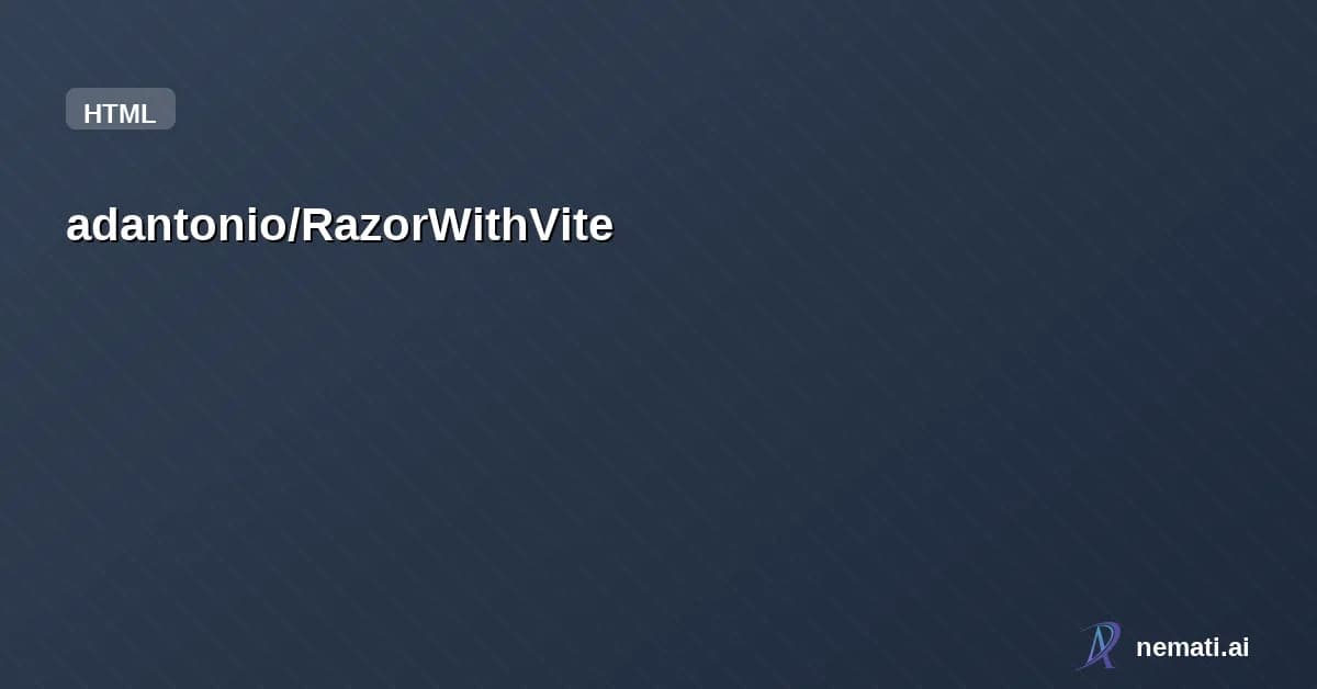 adantonio/RazorWithVite — A modern .NET Razor Pages application pre-configured with Bootstrap, SCSS, jQuer