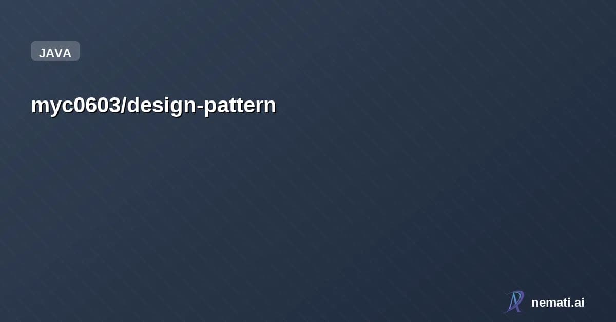 myc0603/design-pattern — 헤드퍼스트 디자인 패턴 책 공부 저장소