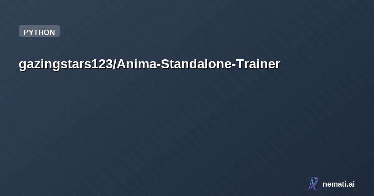 gazingstars123/Anima-Standalone-Trainer — Standalone Anima Lora trainer with GUI