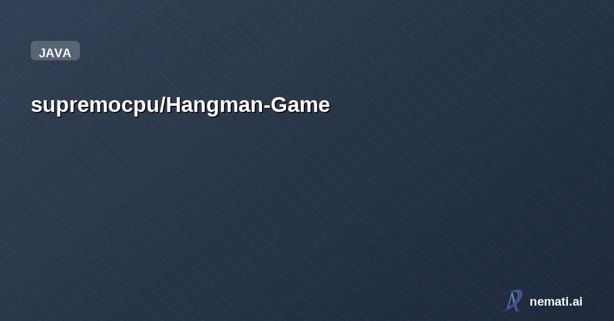 supremocpu/Hangman-Game — Hangman Game Made In Java