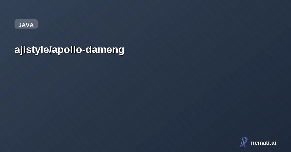 ajistyle/apollo-dameng — Apollo 配置中心 - 达梦数据库适配版 (Based on Apollo, adapted for Dameng DB)