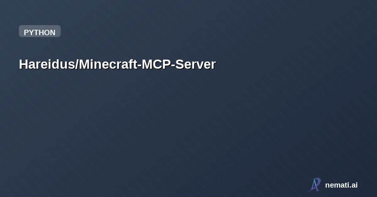 Hareidus/Minecraft-MCP-Server — A wonderful MCP tool in debug Minecraft Server with RCON
