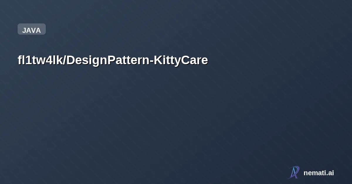 fl1tw4lk/DesignPattern-KittyCare — Sistem Manajemen Layanan Pet Care yang diberi nama "KittyCare". Sistem ini mener