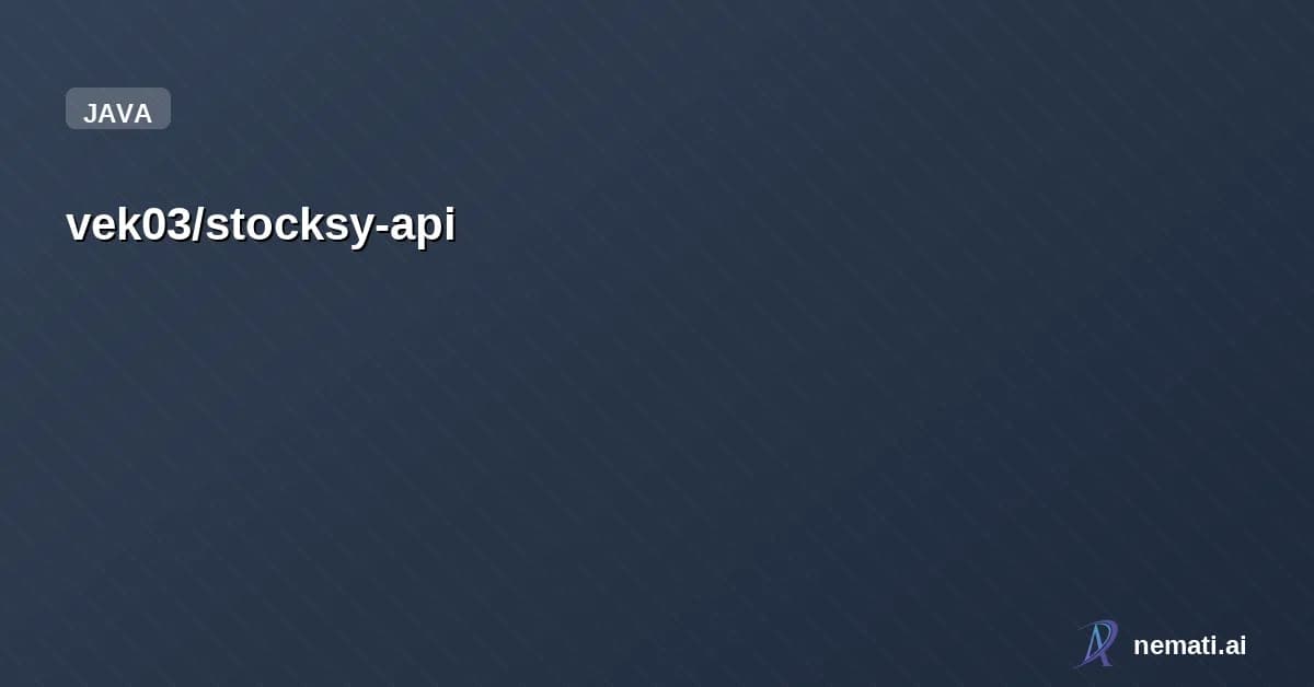 vek03/stocksy-api — API Rest Backend do StockSy, realizando CRUD de Produtos e Matéria-prima. Spring