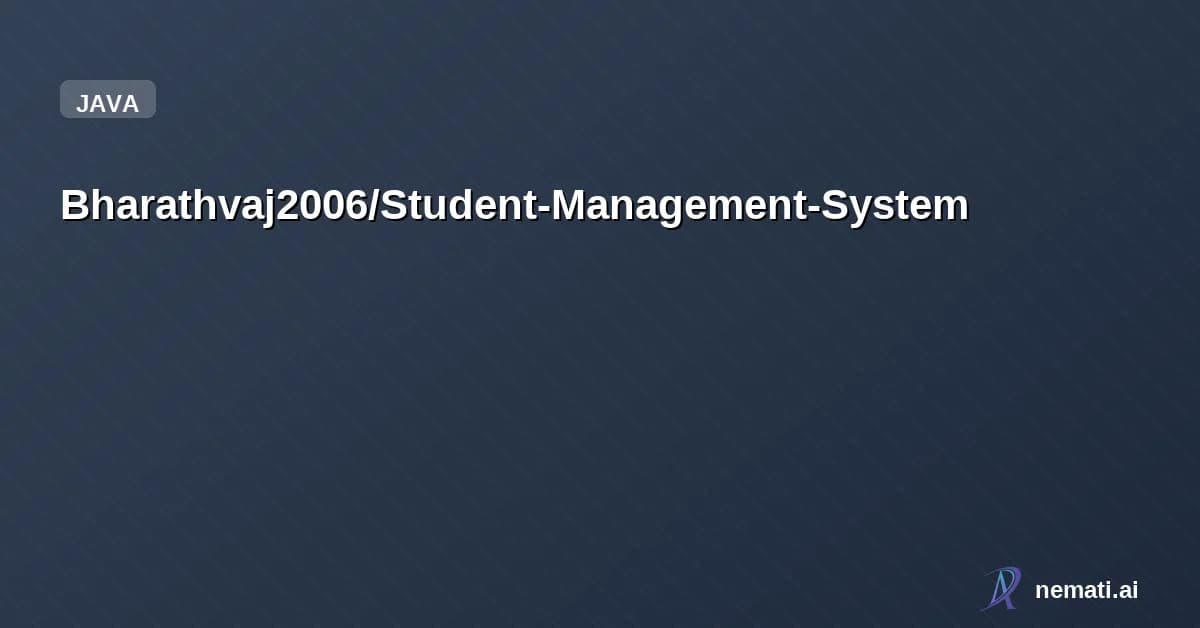 Bharathvaj2006/Student-Management-System — A simple system to add, view, update, and delete students.
