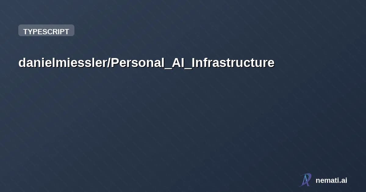 danielmiessler/Personal_AI_Infrastructure — Sponsor
    
  



      
            
    

    

        
          Star


  
