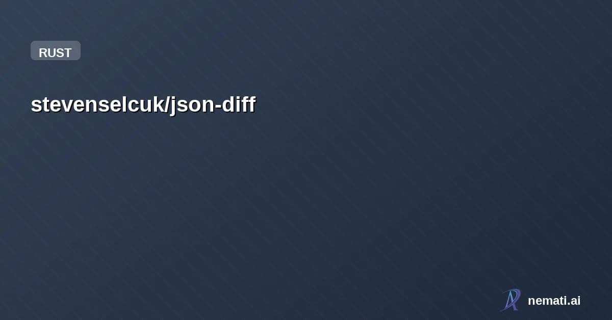 stevenselcuk/json-diff — High Performance JSON diff tool for big files >500MB. For my wife. 
