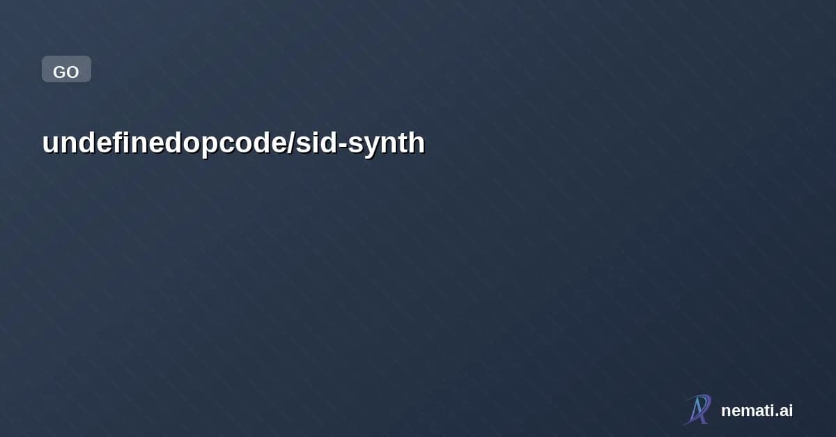 undefinedopcode/sid-synth — A multi chip sid synthesizer in golang, with bubbletea interface