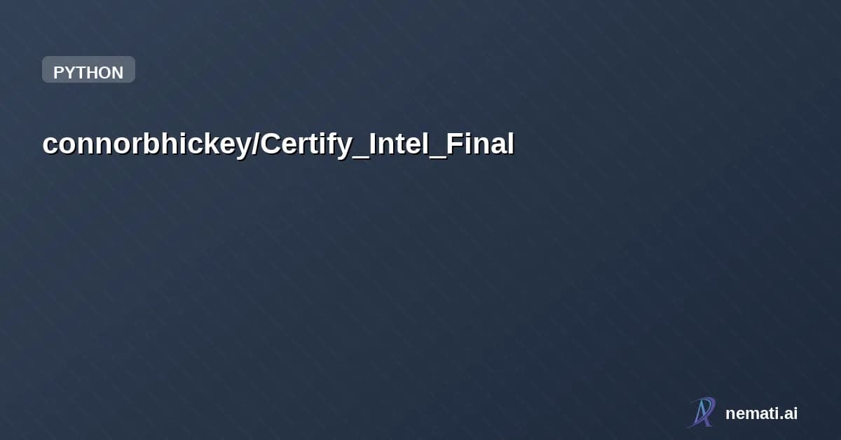 connorbhickey/Certify_Intel_Final — Certify Intel - AI-driven Competitive Intelligence Platform for CERTIFY Health
