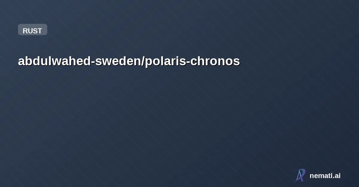 abdulwahed-sweden/polaris-chronos — # Polaris  Polaris Chronos is a Universal Prayer Time Engine designed to solve h